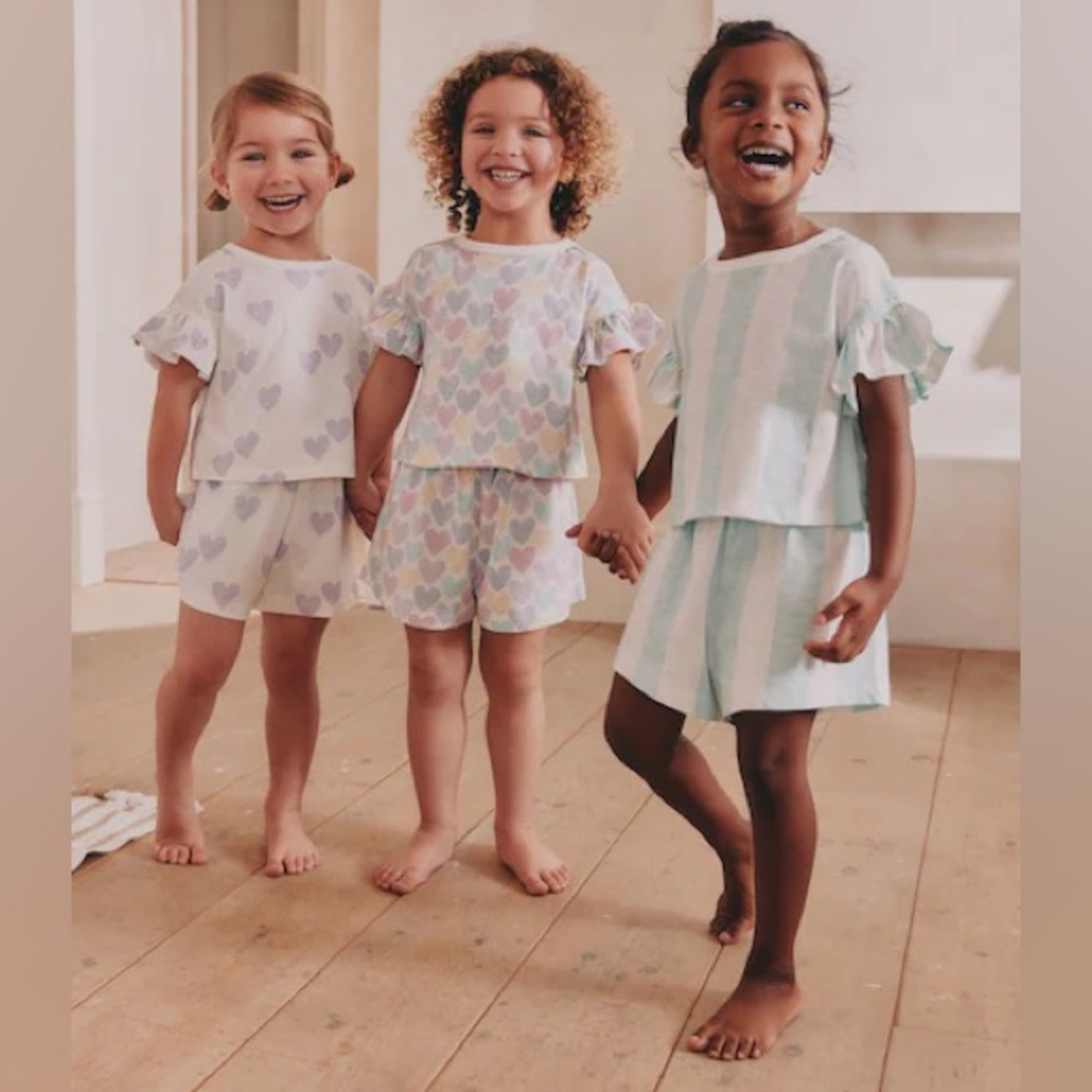 Regular Fit Pastel White/Purple Short Pyjamas 3 Pack